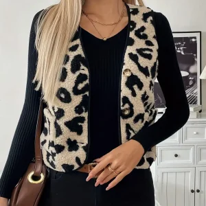 Clara - Elegante Weste mit Leopardenmuster und V-Ausschnitt für Frauen