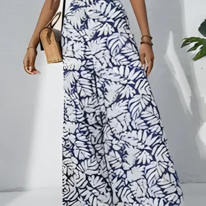 Antonella | Bohemian Floral Print Chiffon Hose mit weitem Bein für Frauen