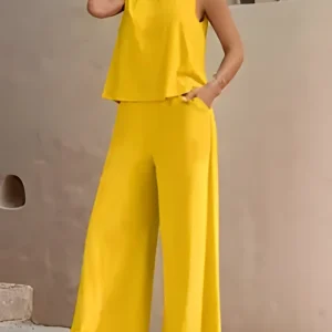 Olivia | Stylisches ärmelloses Oberteil und Hose mit weitem Bein für Frauen
