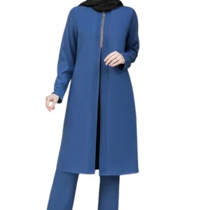 Anzug Damen Zweiteiler - Gerippte Longtunika mit Hose - Modest Fashion