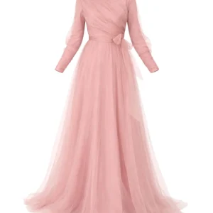 Tüllkleid Langärmliges Maxikleid Damen Muslimisches Abendkleid