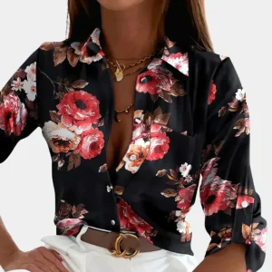 Romina - Hemdbluse mit Blumendruck - Elegante Bluse mit entspanntem Schnitt