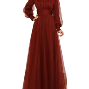 Tüllkleid Abendkleid mit Blumen Guipure-Details Abiye Abaya - Modest Fashion